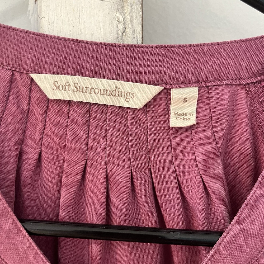 SOFT SURROUNDINGS Blouse Shirt Purple Top Linen Lyocell Blend Size S - Picture 3 of 6